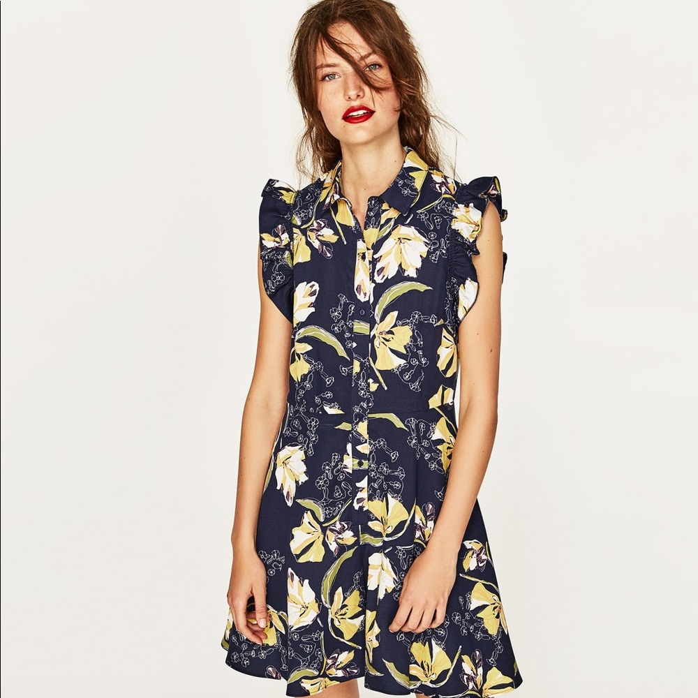 NWT Zara Navy Floral Romper/ Jumpsuit